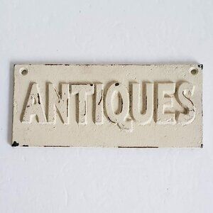 Cast Iron ANTIQUES Sign Rustic Wall Hanging Door Corragecore Country Vintage